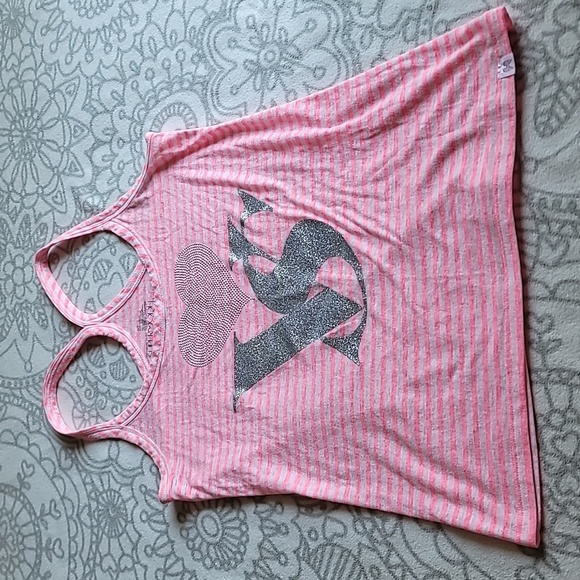 Victoria's Secret Super Model Essentials Neon Pink and White Striped Tank Size S - Picture 3 of 12